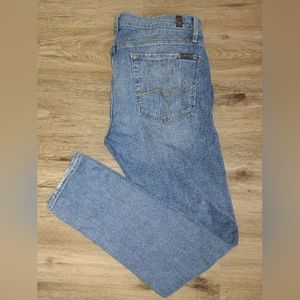 7 Seven For All Mankind Mens Paxtyn Jeans Blue Straight Distressing Size 36x32